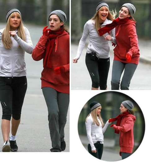 jercicios famosas: Anne Hathaway y Kate Hudson Jogging