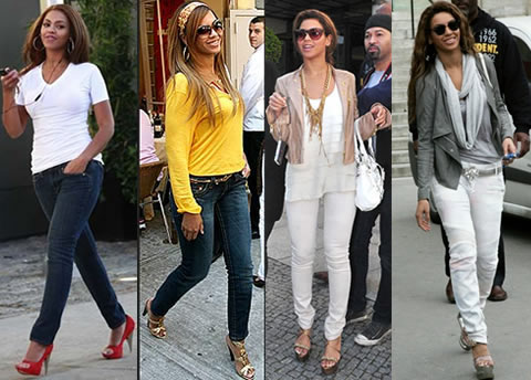 Estilo famosas: Beyoncé Knowles en tejanos