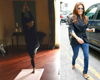 Ejercicios famosas: Eva Longoria yoga