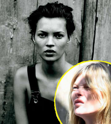 Kate Moss sin maquillaje. Kate Moss Photoshop