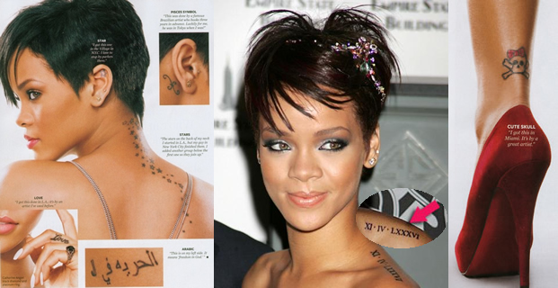 Tatuajes de famosas: Rihanna y sus tatuajes
